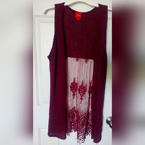 Maroon Lace Cardigan Shrug Vest